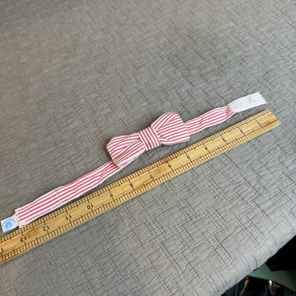 2 Red White Stripe Seersucker Ties Neck Bow Tie Brothers Set Lot Rugged Butts - Picture 12 of 12